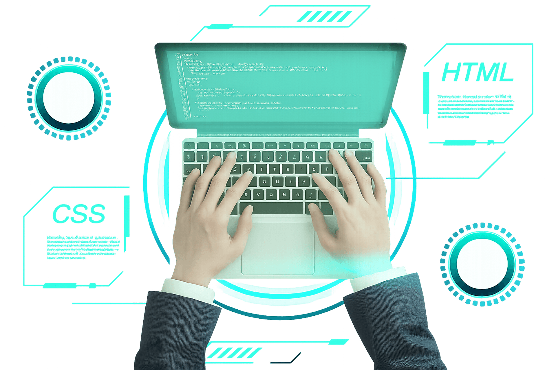 Modern web development and coding interface